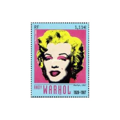 1 عدد  تمبر مرلین مونرو اثر اندی وارهول - فرانسه 2003