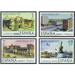 4 عدد تمبر تاریخ آمریکا و اسپانیا - گواتمالا- اسپانیا 1977