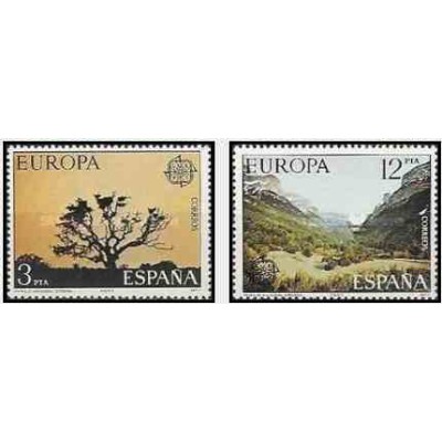 2 عدد تمبر مشترک اروپا - Europa Cept - مناظر طبیعی - اسپانیا 1977
