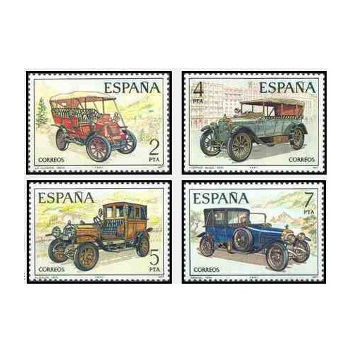  4 عدد تمبر اتومبیل های کلاسیک اسپانیایی - اسپانیا 1977      