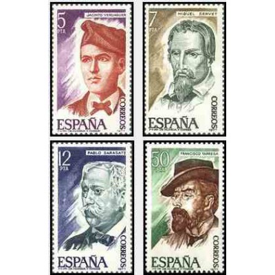 4 عدد تمبر شخصیتها - اسپانیا 1977