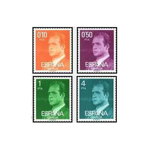 4 عدد تمبر سری پستی - شاه خوان کارلوس اول - رقم جدید - اسپانیا 1977