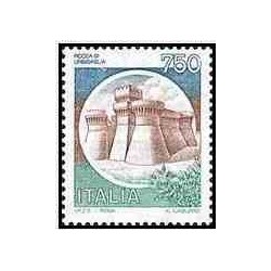 1 عدد تمبر سری پستی قلعه ها - ایتالیا 1990