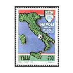 1 عدد تمبر باشگاه فوتبال ناپل - قهرمان ایتالیا - ایتالیا 1990
