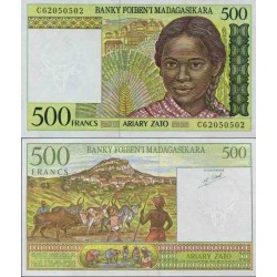 اسکناس 500 فرانک - 100 آریاری - ماداگاسکار 1994