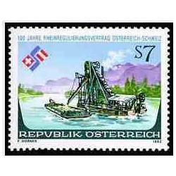 1عدد تمبر صدمین سال تنظیم قرارداد رودخانه راین بین اتریش و سویس -اتریش 1992