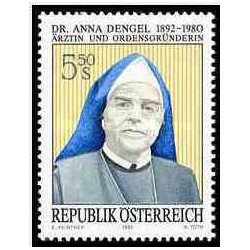 1 عدد تمبر صدمین سالگرد تولد دکتر آنا دنجل - پزشک و راهبه - اتریش 1992