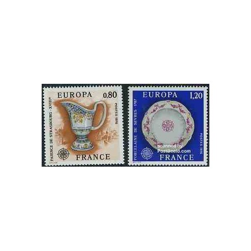 2 عدد تمبر مشترک اروپا - Europa Cept - اشیا هنری- فرانسه 1976