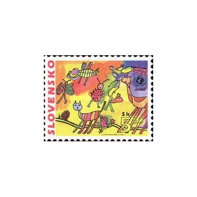 1 عدد  تمبر تمبر پستی کودکان - یونیسف - اسلواکی 2000