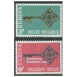 2 عدد تمبر مشترک اروپا - Europa Cept - بلژیک 1968