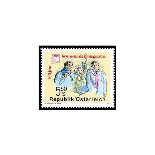 1 عدد تمبر صدمین سالگرد اتحادیه مستقل کارگران یقه سفید - اتریش 1992