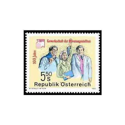 1 عدد تمبر صدمین سالگرد اتحادیه مستقل کارگران یقه سفید - اتریش 1992