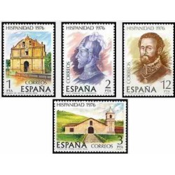 4 عدد تمبر تاریخ آمریکا و اسپانیا - کاستاریکا - اسپانیا 1976