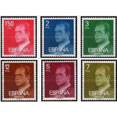 6 عدد تمبر سری پستی - پادشاه خوان کارلوس اول - اسپانیا 1976