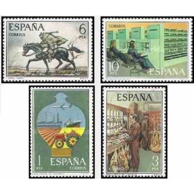 4 عدد تمبر خدمات پستی - اسپانیا 1976