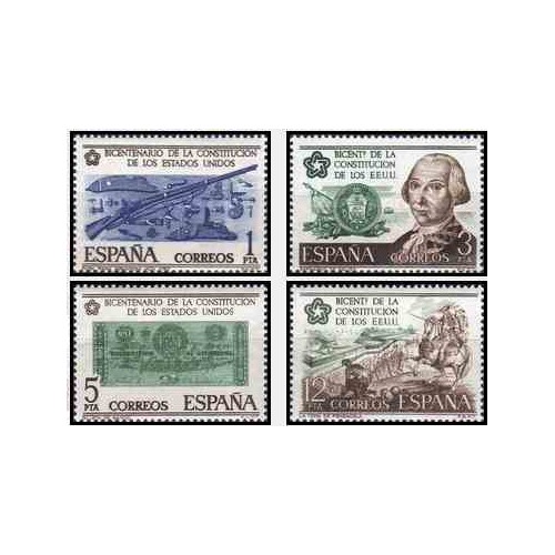 4 عدد تمبر دویستمین سالگرد استقلال آمریکا - اسپانیا 1976