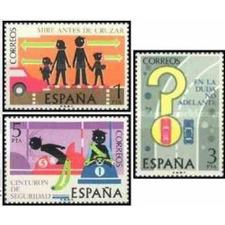 3 عدد تمبر  ایمنی ترافیک- اسپانیا 1976      