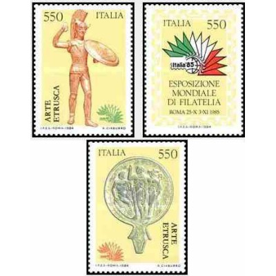 3 عدد تمبر  نمایشگاه بین المللی تمبر ایتالیا 85- ایتالیا 1984    
