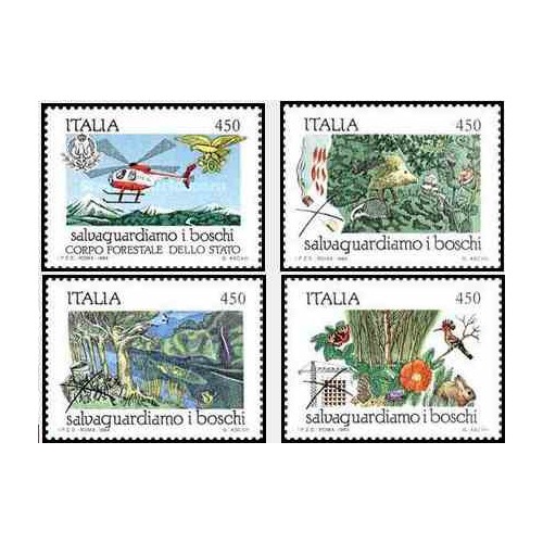 4 عدد تمبر حفاظت از جنگلها - ایتالیا 1984
