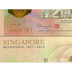 اسکناس 20 دلار - دویستمین سالگرد سنگاپور - با فولدر - سنگاپور 2019