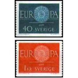 2 عدد تمبر مشترک اروپا - Europa Cept - سوئد 1960