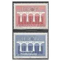2 عدد تمبر مشترک اروپا - Europa Cept- جزایر فارو 1984