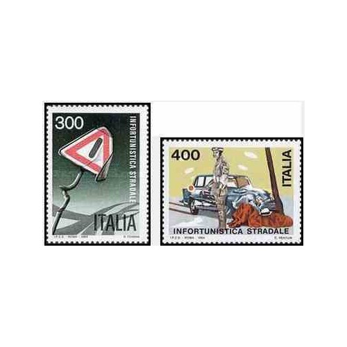 2 عدد تمبر ایمنی جاده ها - ایتالیا 1984