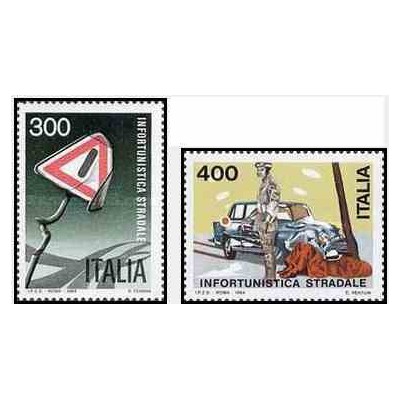 2 عدد تمبر ایمنی جاده ها - ایتالیا 1984