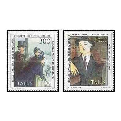 2 عدد تمبر هنرمندان ایتالیایی- تابلو نقاشی - ایتالیا 1984