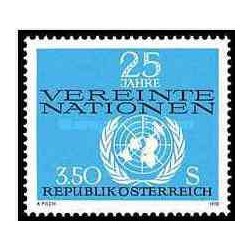 1 عدد تمبر 25مین سالگرد سازمان ملل متحد- اتریش 1970