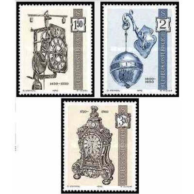 3 عدد تمبر ساعتهای قدیمی- اتریش 1970     