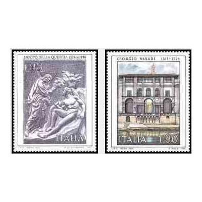 2 عدد تمبر هنرمندان ایتالیایی- تابلو نقاشی - ایتالیا 1974