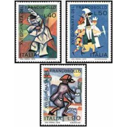 3 عدد تمبر روز تمبر - نقاشی مدرن - ایتالیا 1974