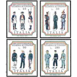 4 عدد تمبر لباسهای فرم سرویس گمرکی - ایتالیا 1974