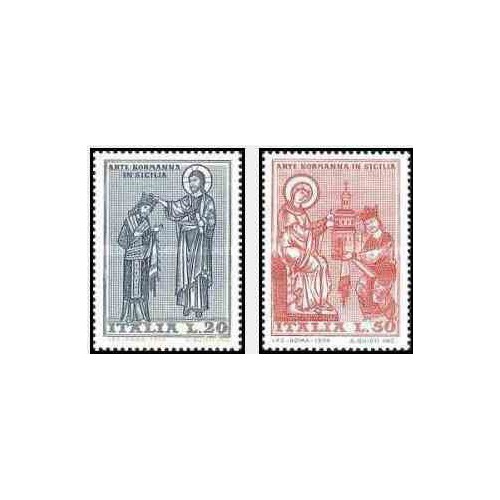 2 عدد تمبر هنر نورمن در سیسیل - ایتالیا 1974