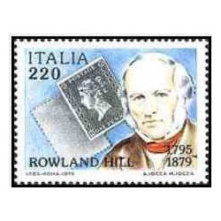 1 عدد تمبر صدمین سالگرد فوت سر رولند هیل - مخترع تمبر - ایتالیا 1979