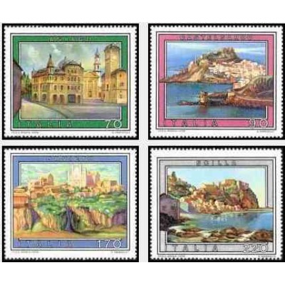 4 عدد تمبر تابلو نقاشی تبلیغات گردشگری - ایتالیا 1979