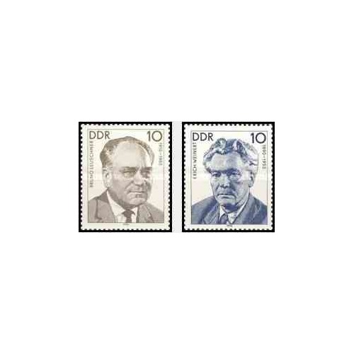 2 عدد تمبر شخصیتهای جنبش کارگری  - جمهوری دموکراتیک آلمان 1990