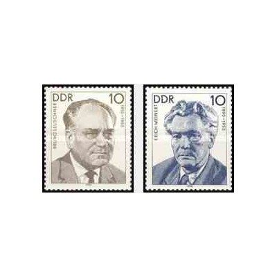 2 عدد تمبر شخصیتهای جنبش کارگری  - جمهوری دموکراتیک آلمان 1990