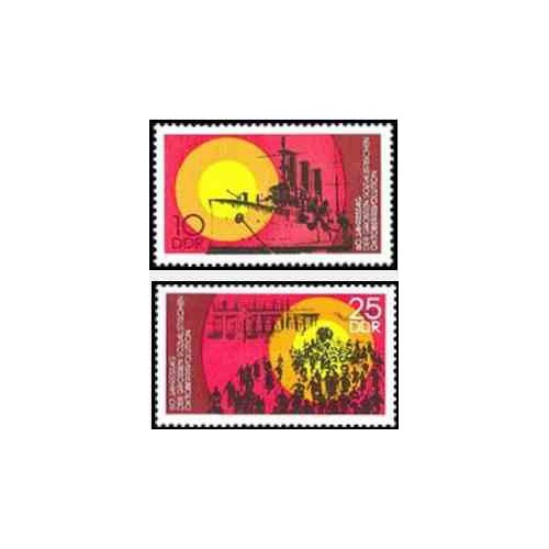 2 عدد تمبر سالگرد انقلاب اکتبر  - جمهوری دموکراتیک آلمان 1977