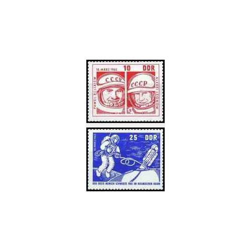 2 عدد تمبر فضا - وستوک - جمهوری دموکراتیک آلمان 1965