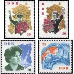 4 عدد تمبر بازدید والنتینا ترشکوا و یوری گاگارین از آلمان شرقی- کیهان نوردان روس - جمهوری دموکراتیک آلمان 1963