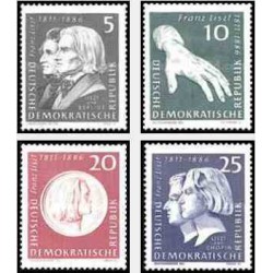 4 عدد تمبر یادبود فرانز لیست - از بزررگترین آهنگسازان دوره رمانتیک - جمهوری دموکراتیک آلمان 1961