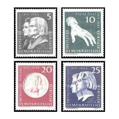 4 عدد تمبر یادبود فرانز لیست - از بزررگترین آهنگسازان دوره رمانتیک - جمهوری دموکراتیک آلمان 1961