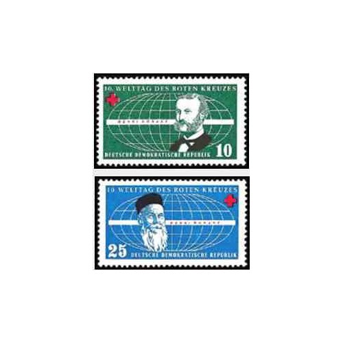 2 عدد تمبر روز بین المللی صلیب سرخ  - جمهوری دموکراتیک آلمان 1957