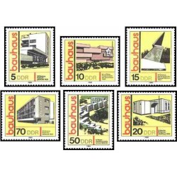 6 عدد تمبر ساختمان سازی به سبک بائوهاوس - جمهوری دموکراتیک آلمان 1980