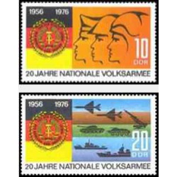 2 عدد تمبر یادبود بیستمین سالگرد ارتش مردمی - جمهوری دموکراتیک آلمان 1976
