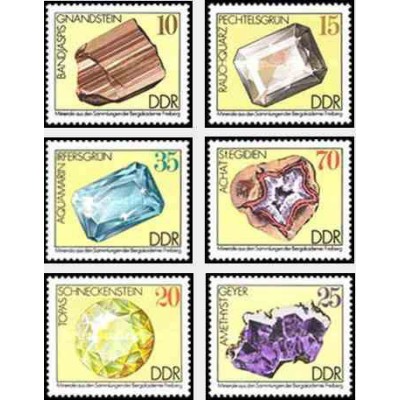 6 عدد تمبر کانیها از کلکسیون آکادمی معدن فرایبورگ - جمهوری دموکراتیک آلمان 1974