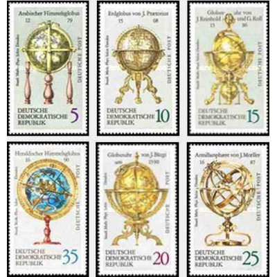 6 عدد تمبر کره های جغرافیائی - جمهوری دموکراتیک آلمان 1972
