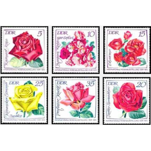 6 عدد تمبر نمایشگاه بین المللی گلهای رز - جمهوری دموکراتیک آلمان 1972